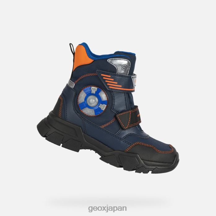 GEOX ヘビ柄ブーツ Geox Light Dragon 2v Navy Blue Kids trainers B465ZA-C4478
