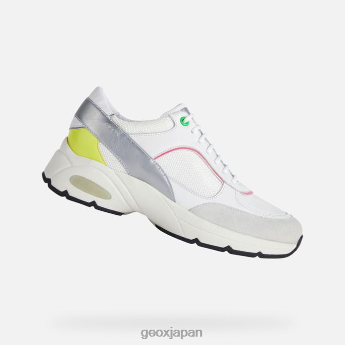 Geox Shoes Japan 1時間前の女性 822JX413 女性 ホワイト/蛍光フクシア