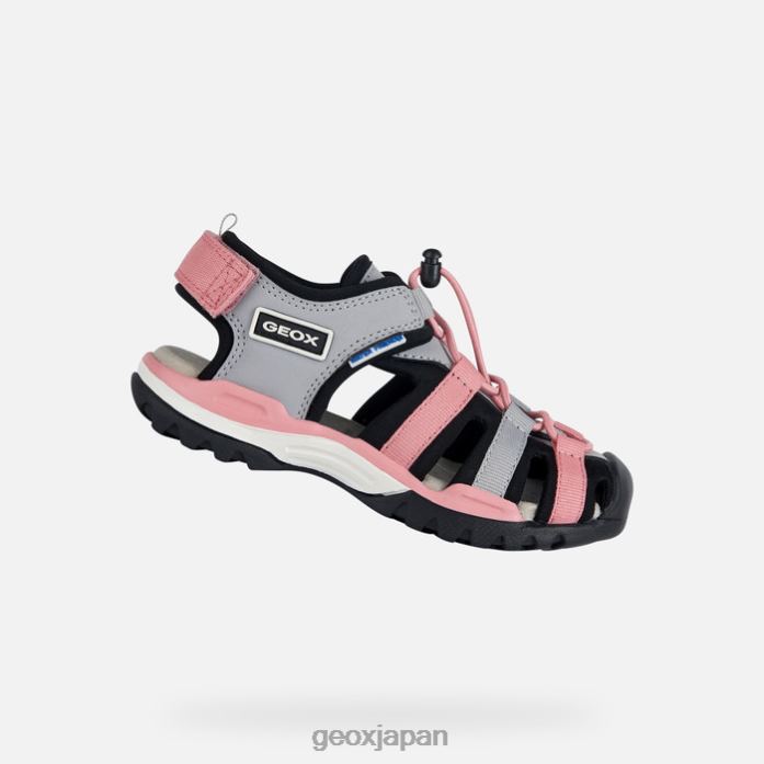 Geox Shoes Japan ボレアリスの女の子 822JX1010 女の子 グレー/ブラック