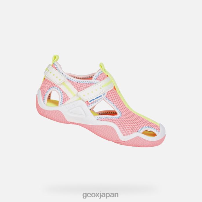 Geox Shoes Japan ウェーダージュニア 822JX1047 女の子 蛍光フューシャ/ホワイト