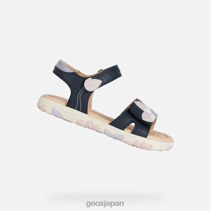 Geox Shoes Japan サンダルハイチの女の子 822JX1087 女の子 ネイビー/ピンク