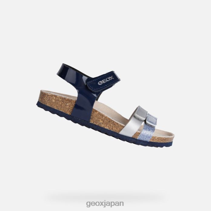 Geox Shoes Japan エイドリエルの女の子 822JX1122 女の子 ネイビー/シルバー