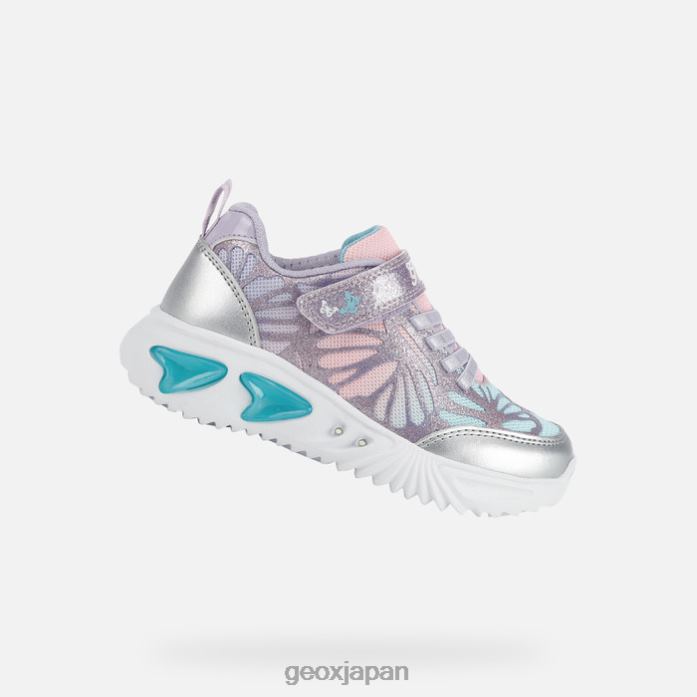 Geox Shoes Japan アシスタントの女の子 822JX1175 女の子 シルバー/ライラック