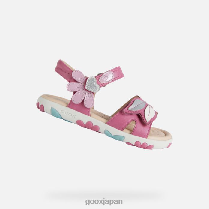 Geox Shoes Japan サンダルハイチの女の子 822JX1176 女の子 フューシャ/DKピンク