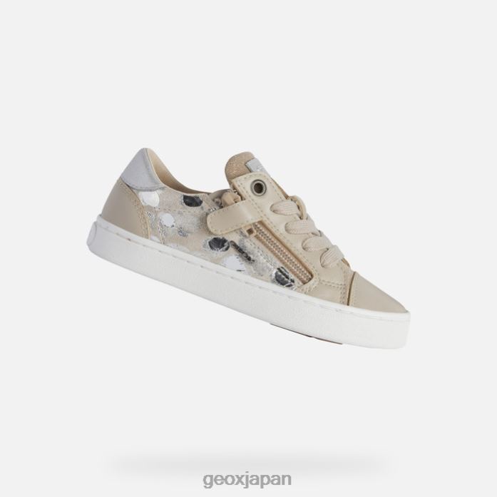 Geox Shoes Japan キルウィの女の子 822JX1178 女の子 ベージュ/シルバー