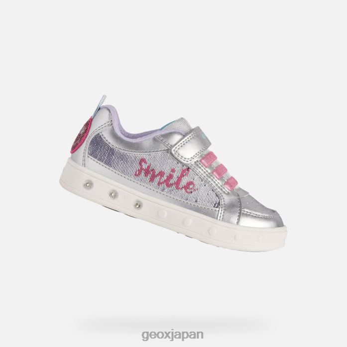Geox Shoes Japan スカイリンガール 822JX1220 女の子 シルバー/フクシア