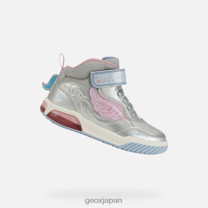 Geox Shoes Japan イケてる女の子 822JX1221 女の子 シルバー/スカイ