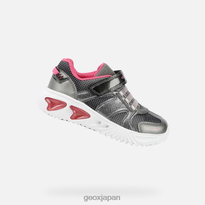Geox Shoes Japan アシスタントの女の子 822JX1229 女の子 ダークシルバー/フューシャ