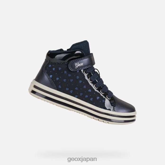 Geox Shoes Japan 質入れ人の女の子 822JX1238 女の子 海軍