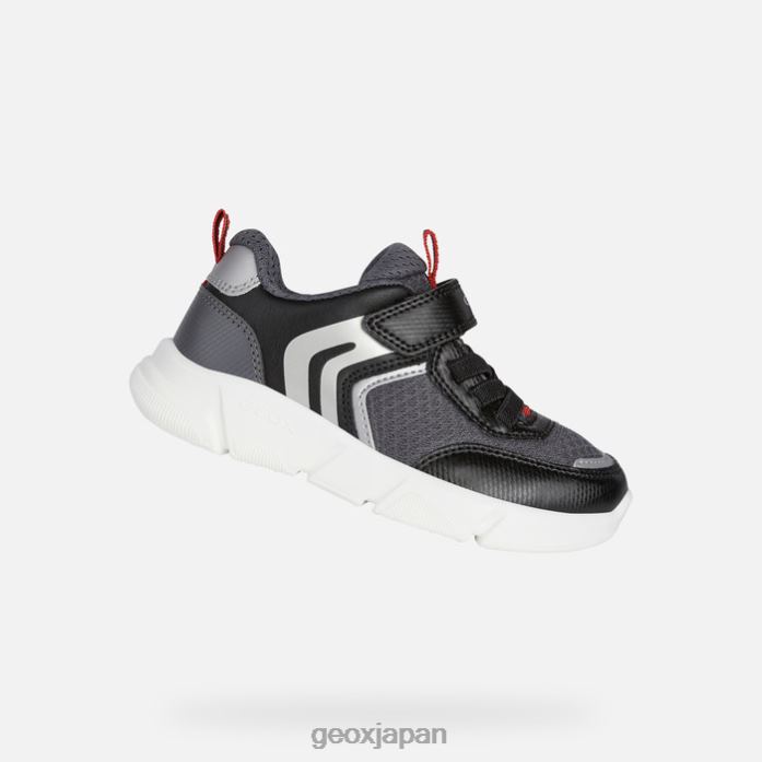 Geox Shoes Japan アリルボーイ 822JX1268 男の子たち 黒い銀