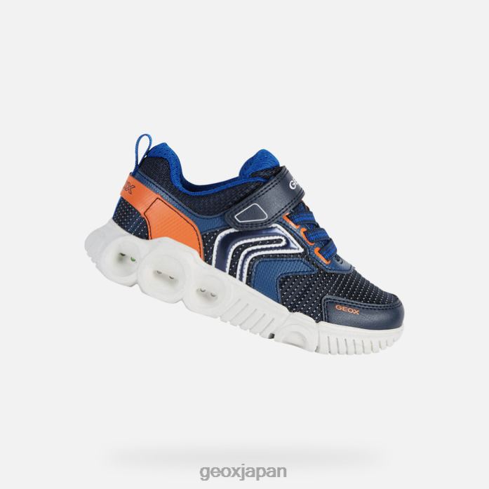 Geox Shoes Japan ルームボーイ 822JX1359 男の子たち ネイビー/オレンジ