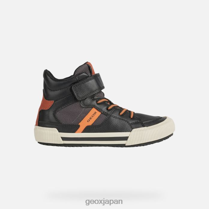 Geox Shoes Japan アロニソ少年 822JX1417 男の子たち ブラック/オレンジ