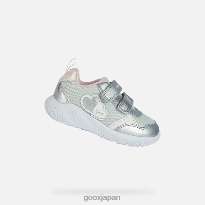 Geox Shoes Japan 短足幼児 822JX1459 赤ちゃんと幼児 シルバー/ピンク