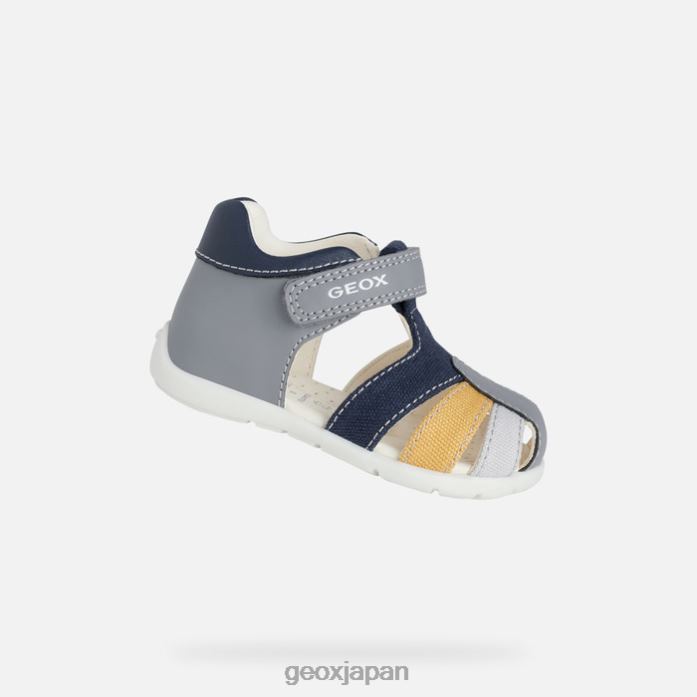 Geox Shoes Japan エルサンの男の子 822JX1483 赤ちゃんと幼児 グレー/ネイビー