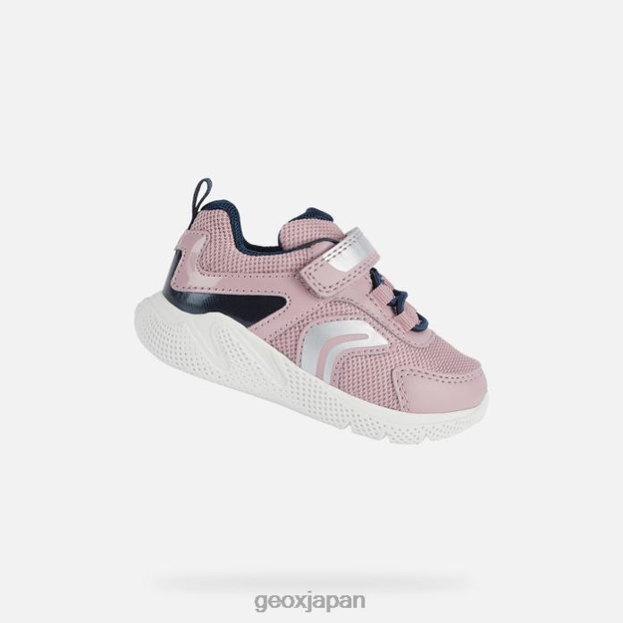 Geox Shoes Japan 短足幼児 822JX1489 赤ちゃんと幼児 ライトローズ/ネイビー