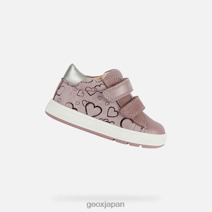 Geox Shoes Japan ビリアの女の赤ちゃん 822JX1510 赤ちゃんと幼児 ダークローズ/シルバー
