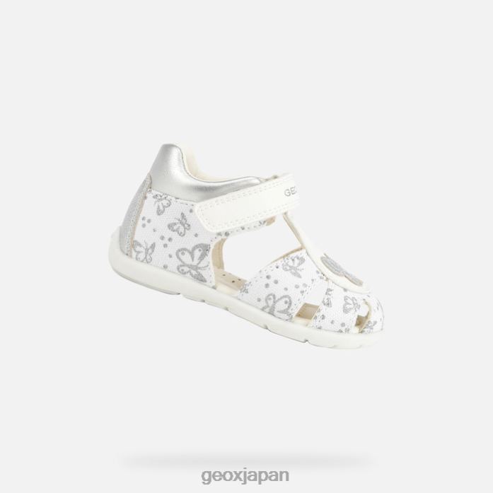 Geox Shoes Japan エルサンの女の赤ちゃん 822JX1516 赤ちゃんと幼児 ホワイト/シルバー