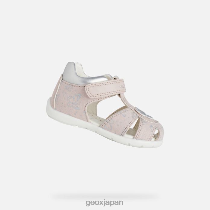 Geox Shoes Japan エルサンの女の赤ちゃん 822JX1518 赤ちゃんと幼児 ライトローズ/シルバー