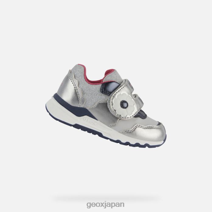 Geox Shoes Japan ピリップ幼児 822JX1569 赤ちゃんと幼児 シルバー/ネイビー