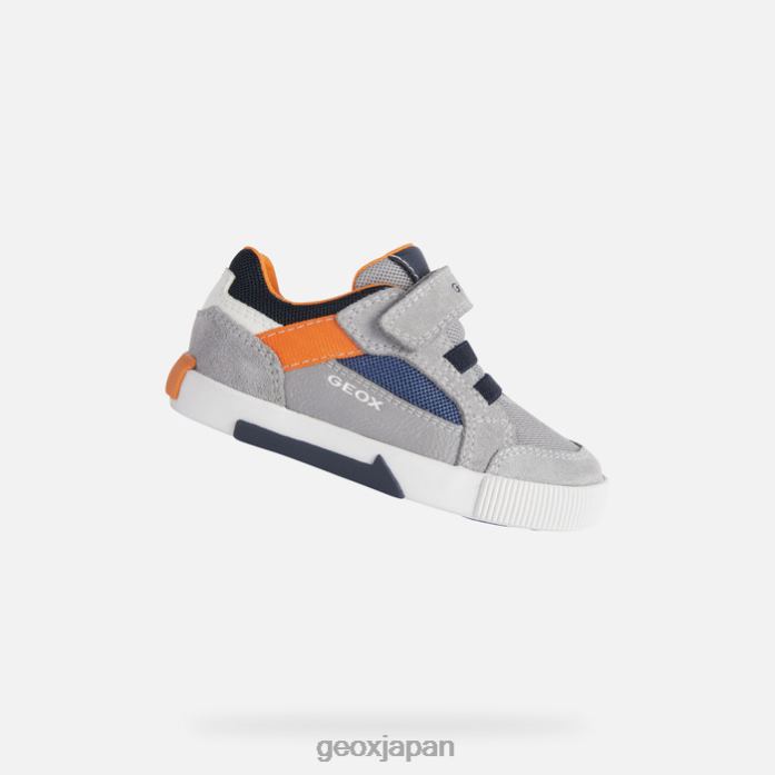 Geox Shoes Japan キルウィ幼児 822JX1592 赤ちゃんと幼児 ライトグレー/オレンジ
