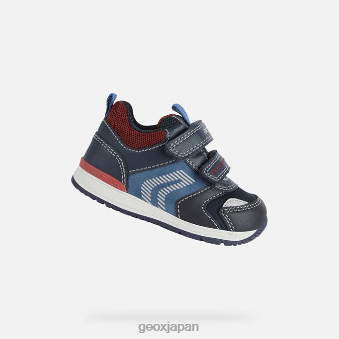 Geox Shoes Japan リションの男の子 822JX1615 赤ちゃんと幼児 ダークネイビー/ダークレッド