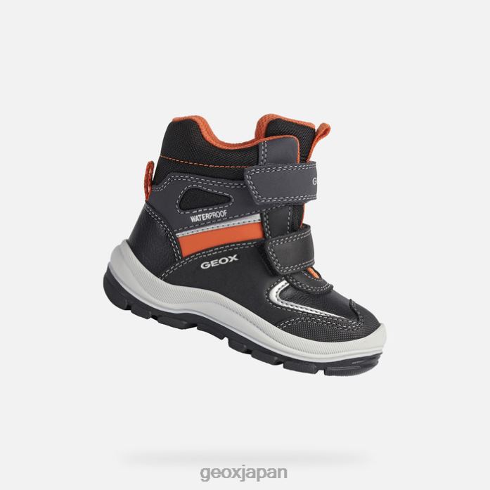 Geox Shoes Japan フランフィル幼児 822JX1633 赤ちゃんと幼児 ブラック/オレンジ