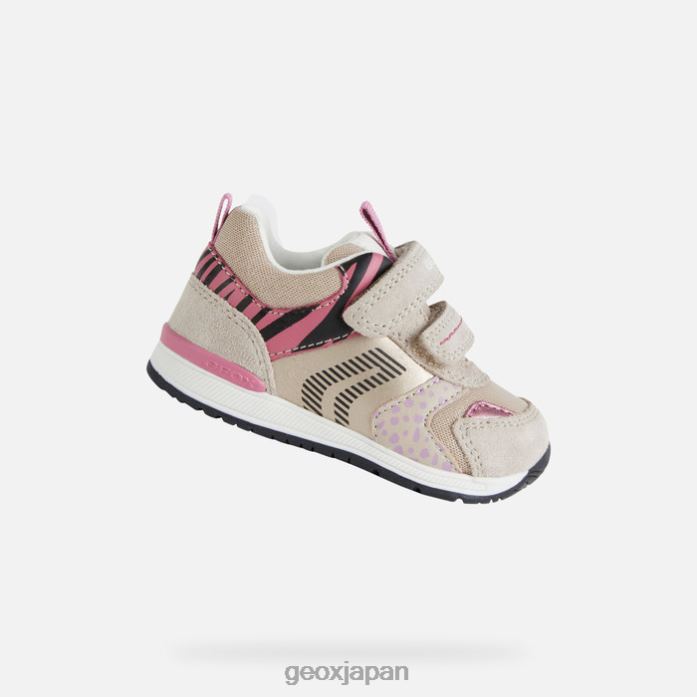 Geox Shoes Japan リションの女の赤ちゃん 822JX1642 赤ちゃんと幼児 ベージュ/フューシャ