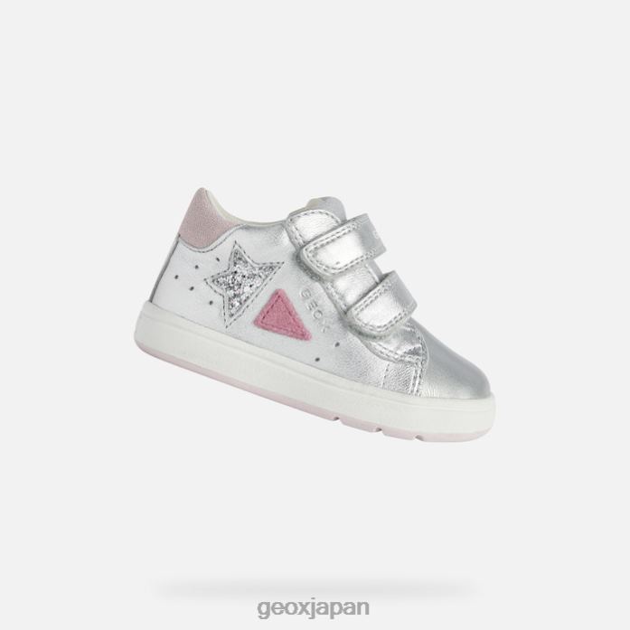 Geox Shoes Japan ビリアの女の赤ちゃん 822JX1643 赤ちゃんと幼児 シルバー/フクシア