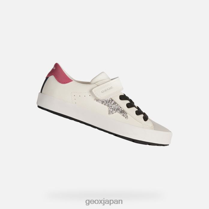 Geox Shoes Japan キルウィの女の子 822JX1864 女の子 ホワイト/フクシア