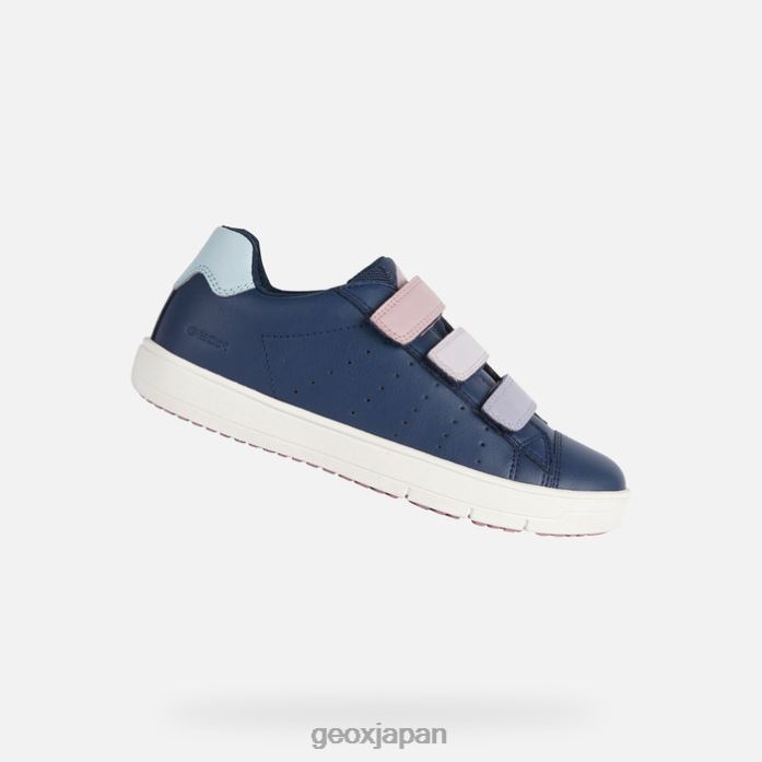 Geox Shoes Japan サイネックスの女の子 822JX1868 女の子 ネイビー/ローズ