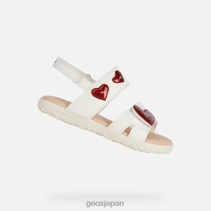 Geox Shoes Japan サンダルハイチの女の子 822JX1880 女の子 赤、白