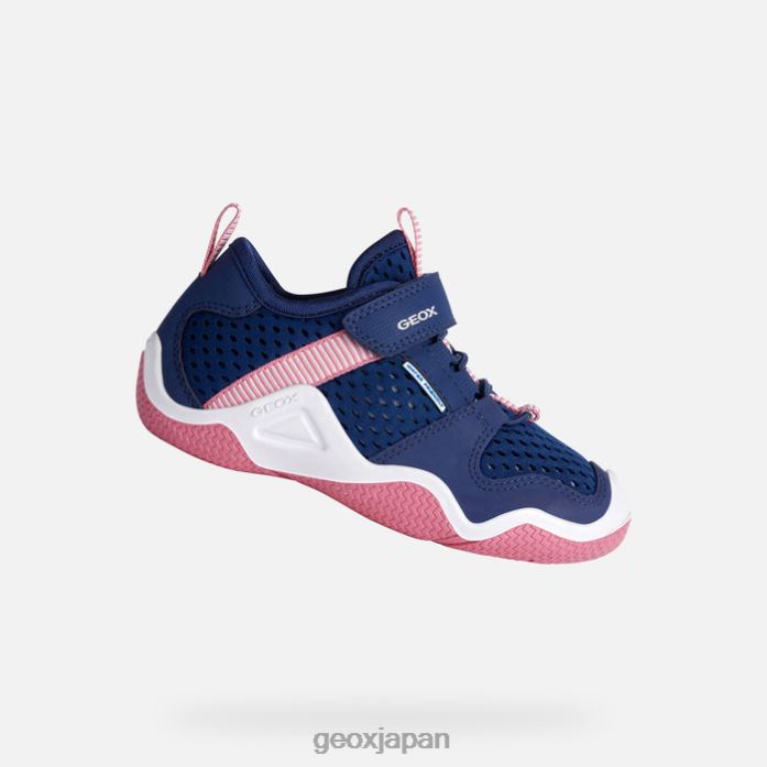 Geox Shoes Japan ウェーダージュニア 822JX1891 女の子 ネイビー/フューシャ