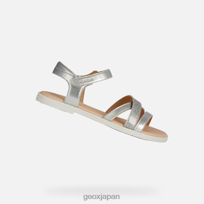 Geox Shoes Japan サンダルカーリーガール 822JX1904 女の子 銀