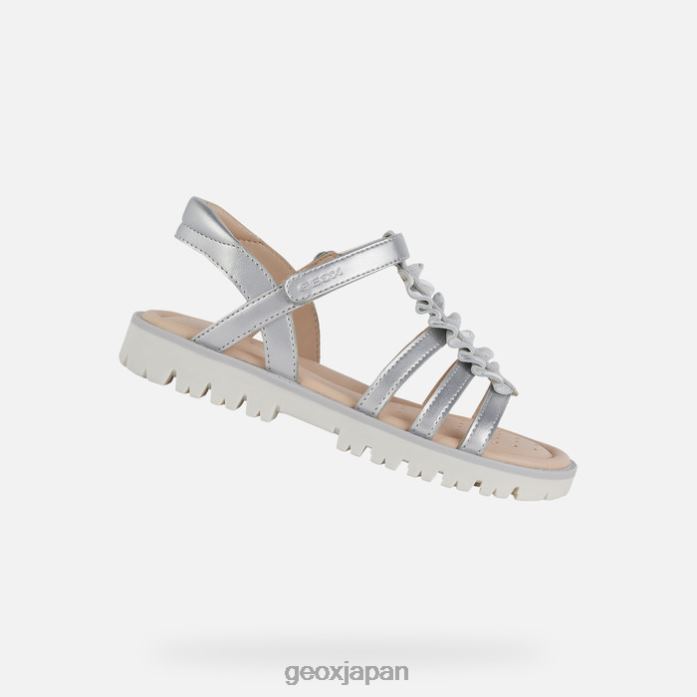 Geox Shoes Japan サンダルスターブラッシュガール 822JX1937 女の子 銀