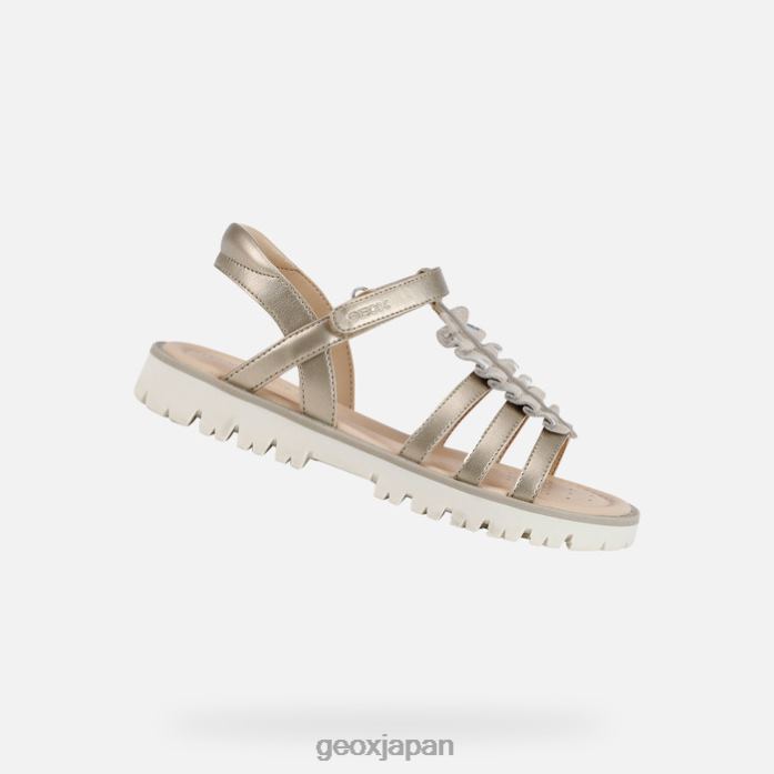 Geox Shoes Japan サンダルスターブラッシュガール 822JX1938 女の子 白金