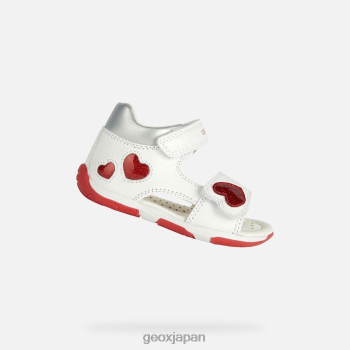 Geox Shoes Japan サンダル タプズの女の赤ちゃん 822JX2014 赤ちゃんと幼児 赤、白