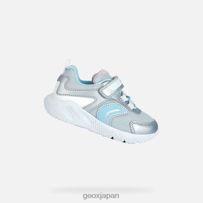Geox Shoes Japan スプリントベイビー 822JX2016 赤ちゃんと幼児 シルバー/スカイ