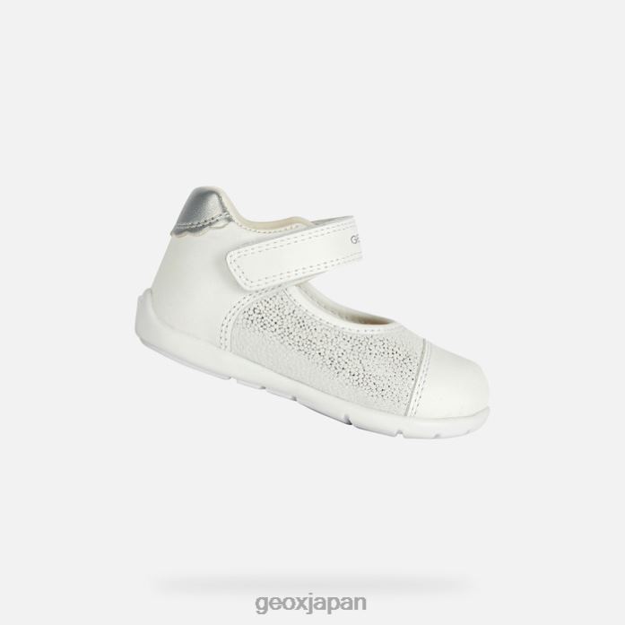 Geox Shoes Japan ケイタンの女の赤ちゃん 822JX2023 赤ちゃんと幼児 ホワイト/シルバー