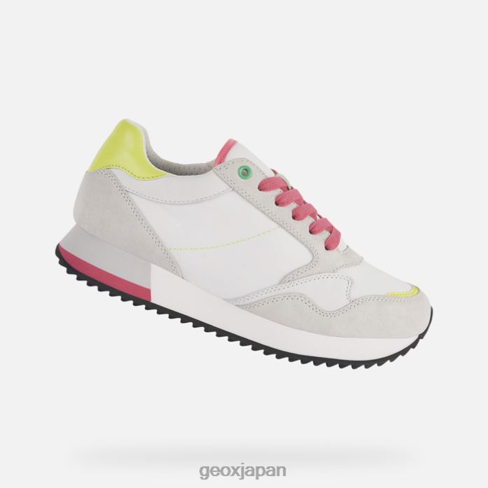 Geox Shoes Japan ドラレア女性 822JX249 女性 ホワイト/蛍光フクシア