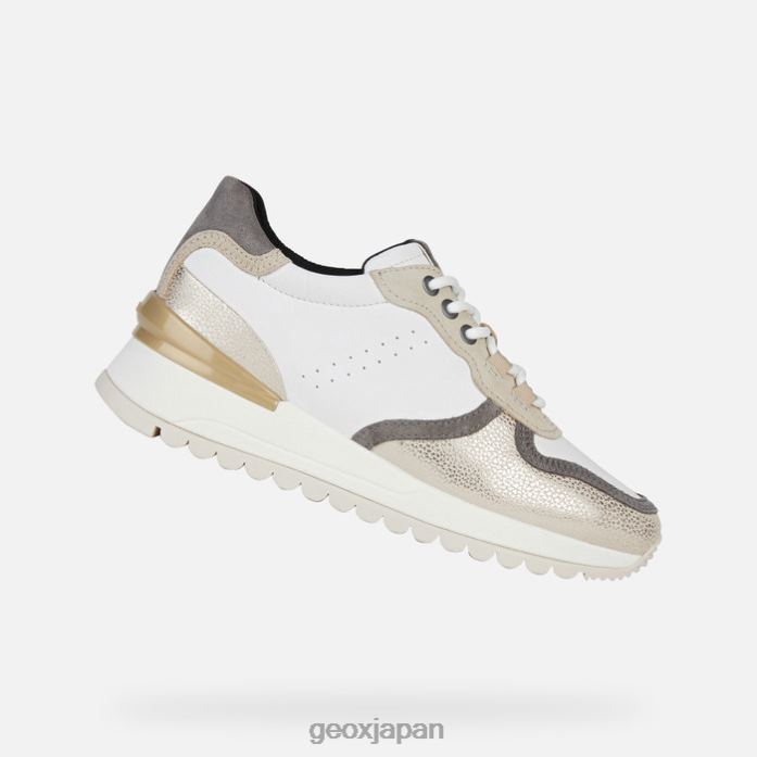Geox Shoes Japan デスヤ女性 822JX332 女性 ホワイト/ライトトープ