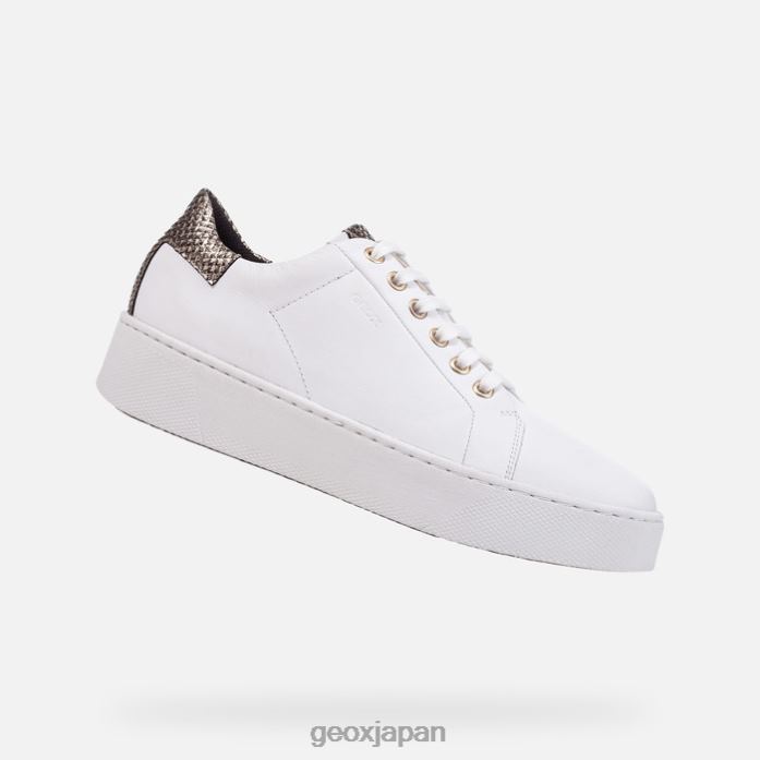 Geox Shoes Japan 空のような女性 822JX394 女性 ホワイト/ライトゴールド