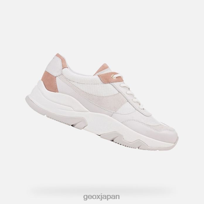 Geox Shoes Japan クリステン女性 822JX416 女性 ホワイト/ダークピンク