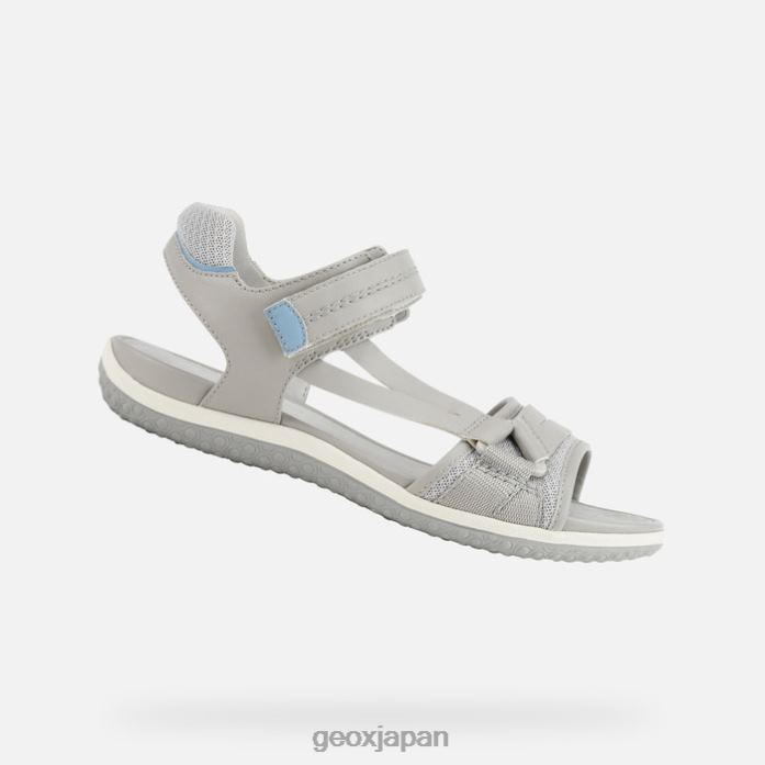 Geox Shoes Japan サンダルベガ女性 822JX457 女性 ライトグレー/ライトアビオ