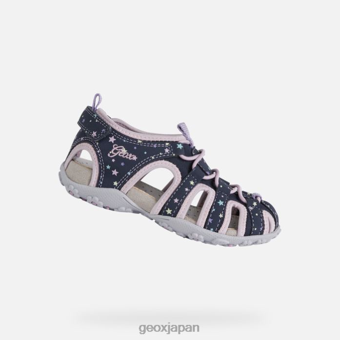 Geox Shoes Japan ロクサーヌの女の子 822JX5 女の子 ネイビー/ピンク