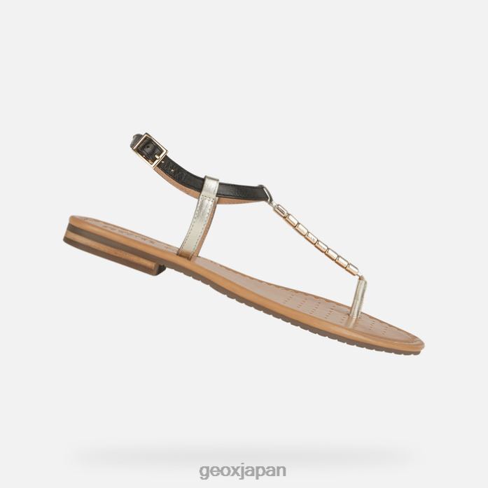 Geox Shoes Japan ソジーの女性 822JX519 女性 ブラック/ライトゴールド