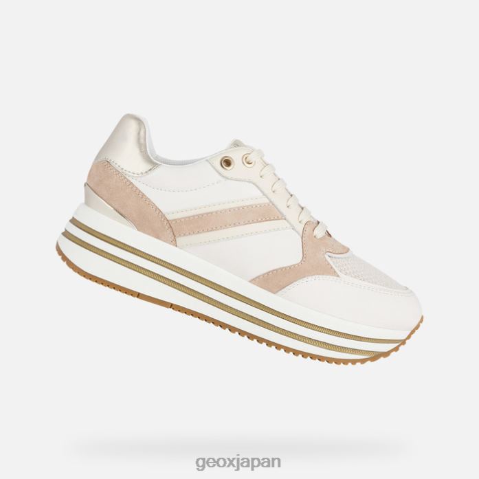 Geox Shoes Japan ケンシーの女性 822JX575 女性 オフホワイト/DKスキン