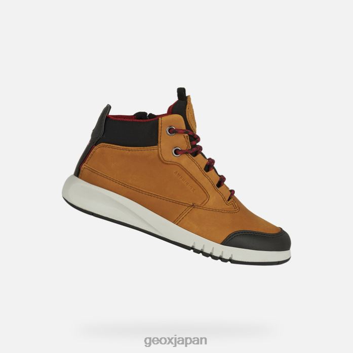 Geox Shoes Japan エアランター ABSX ボーイ 822JX1333 男の子たち ライトブラウン/ダークレッド