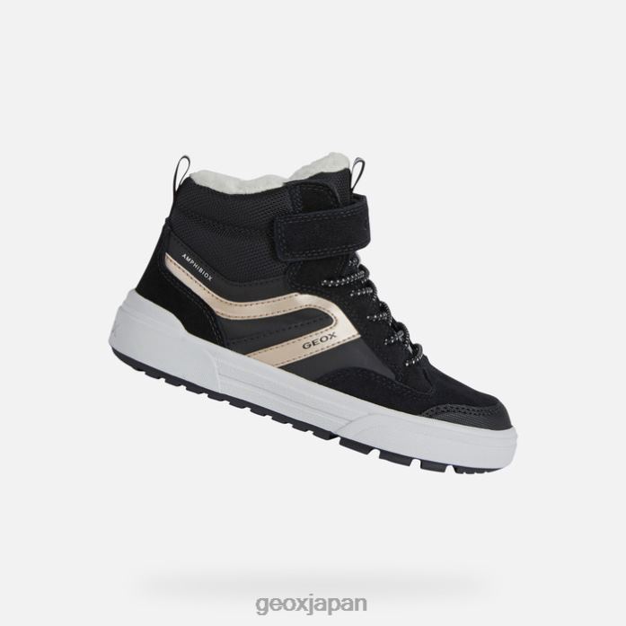 Geox Shoes Japan ウェンブル abx ジュニア 822JX1066 女の子 ブラック/プラチナ