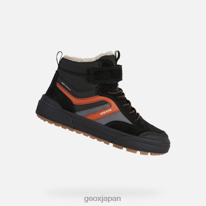 Geox Shoes Japan ウェンブル abx ジュニア 822JX1076 男の子たち 黒/錆び