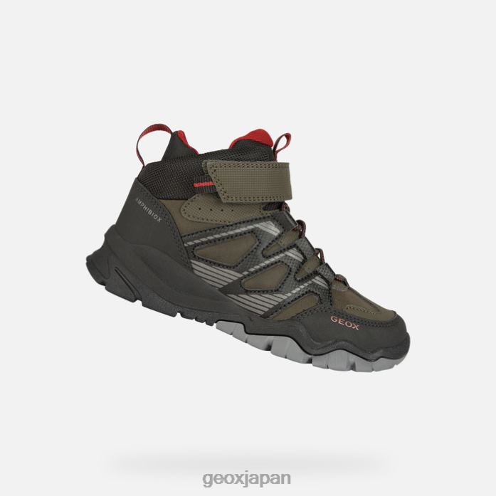 Geox Shoes Japan モントラック abx ボーイ 822JX1274 男の子たち ミリタリー/ブラック